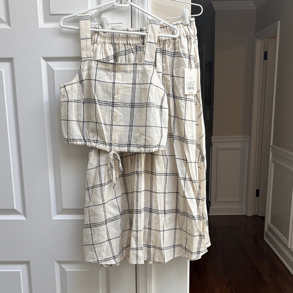 a new day Checkered Cream and Black 2 piece Skirt Set